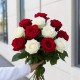 Букет 15 красно-белых роз 60 см