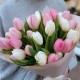 Букет 25 розовых и белых тюльпанов