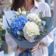 Букет 3 бело-голубые гортензии