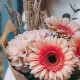 Букет 3 герберы с гортензией и пшеницей