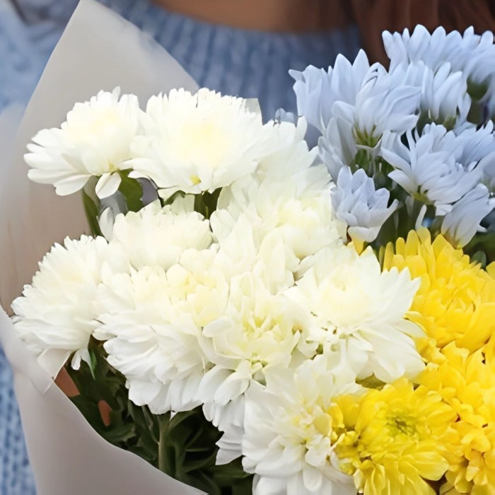 Букет 3 хризантемы микс Букет 3 хризантемы микс