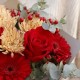 Букет 3 красные розы с герберой и гиперикумом