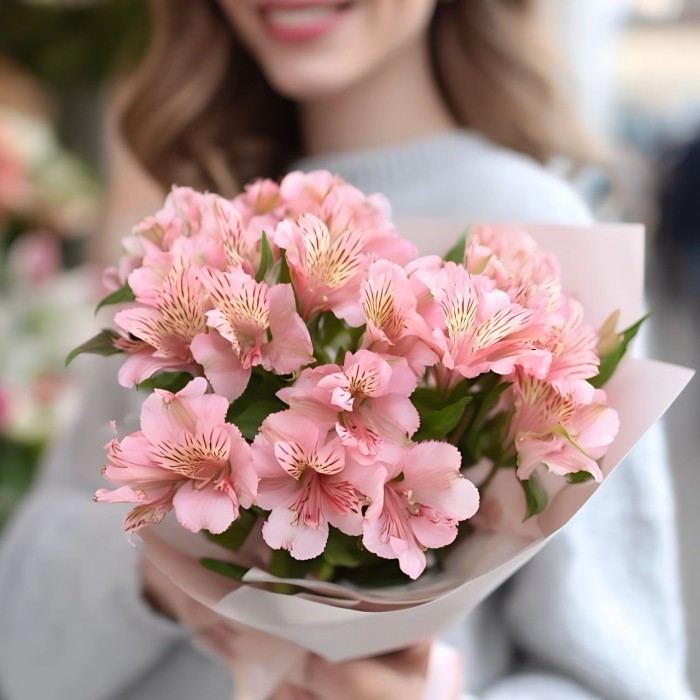 Букет 3 розовые альстромерии Букет 3 розовые альстромерии