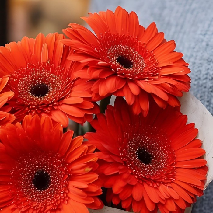 Букет 5 красных гербер