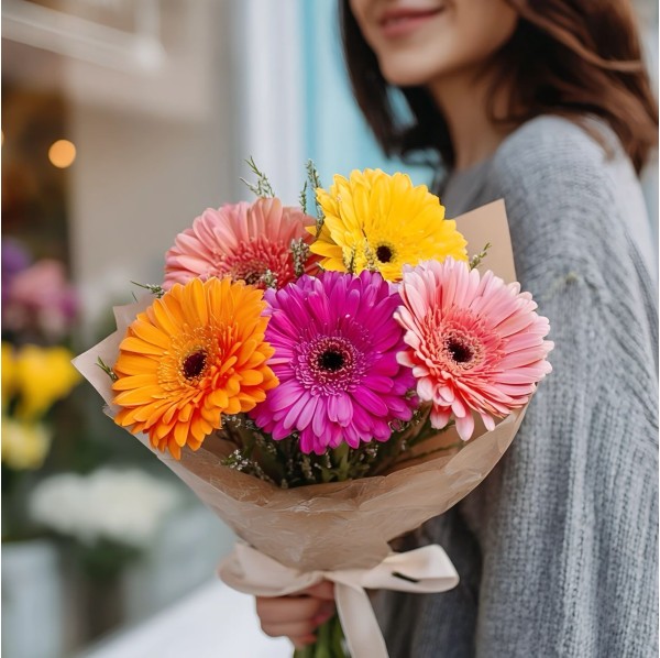 Букет 5 разноцветных гербер