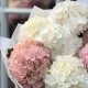 Букет 7 бело-розовых гортензий