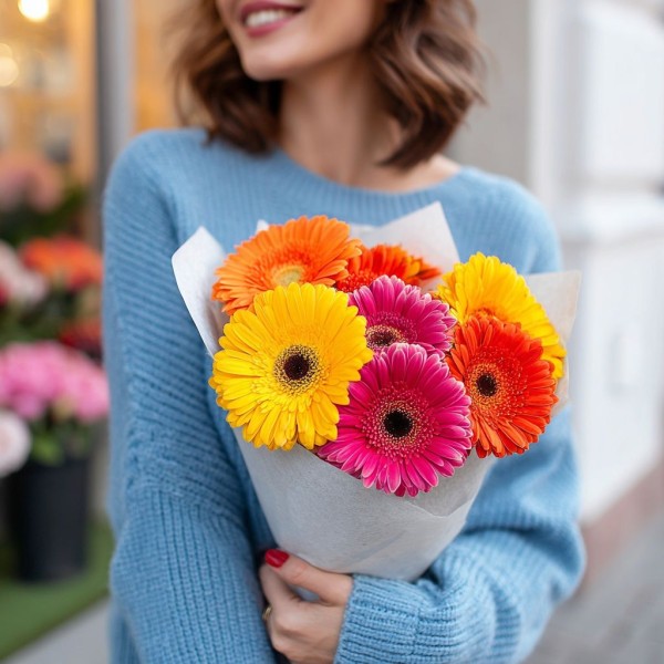 7 гербер в белом оформлении 7 гербер в белом оформлении