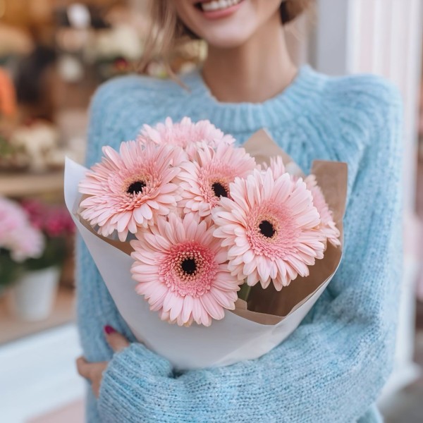 7 розовых гербер 7 розовых гербер