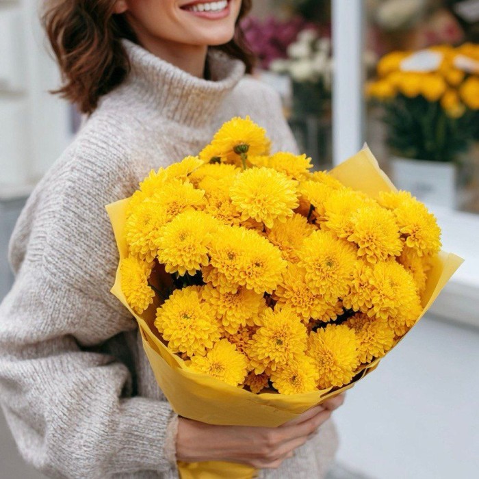 Букет 7 желтых хризантем Букет 7 желтых хризантем