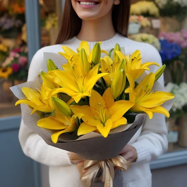 7 желтых лилий
