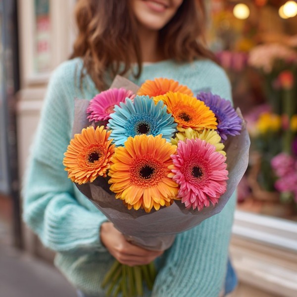 9 цветных гербер 9 цветных гербер