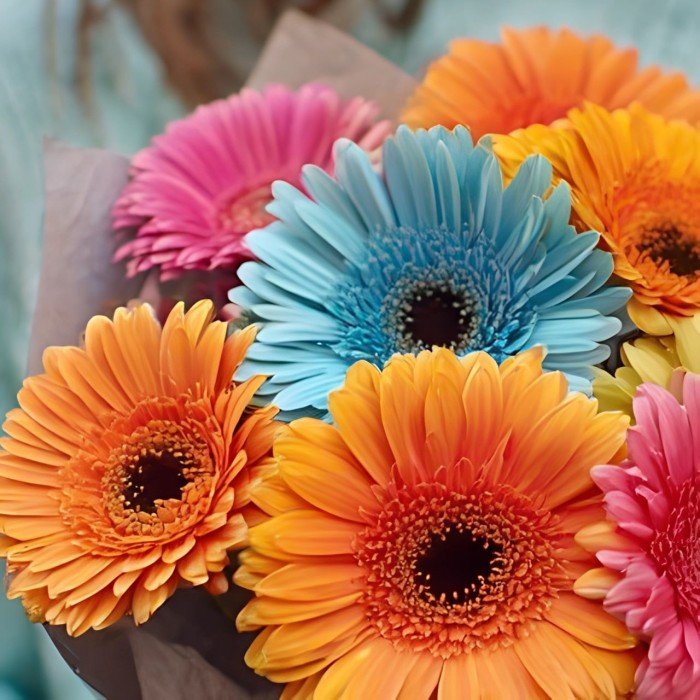 Букет 9 цветных гербер Букет 9 цветных гербер