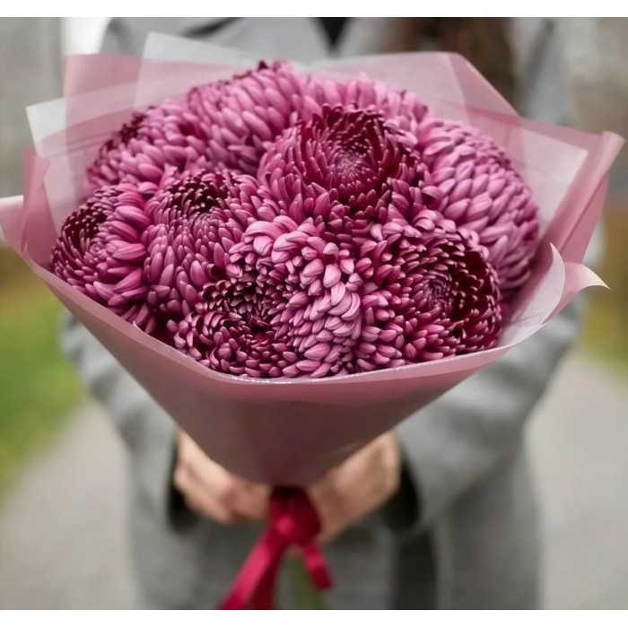 Букет 9 хризантем Бургунди Букет 9 хризантем Бургунди