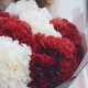 Букет 9 красно-белых гортензий