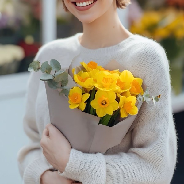 9 нарциссов с эвкалиптом 9 нарциссов с эвкалиптом