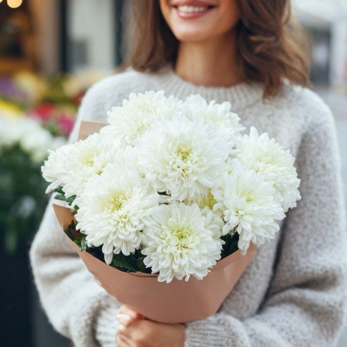 Букет 9 одноголовых хризантем Букет 9 одноголовых хризантем