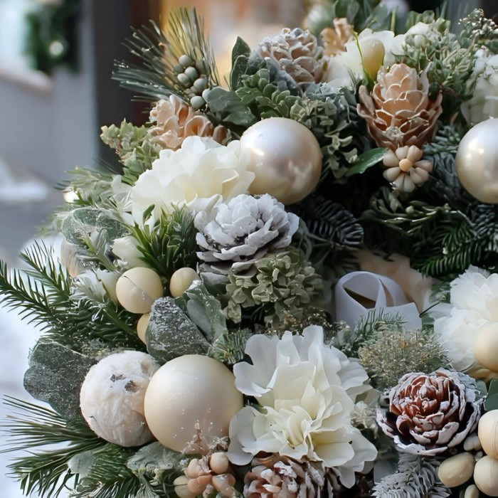 Новогодний венок с шишками и шарами