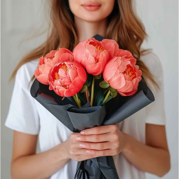 5 коралловых пионов